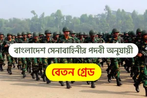 সেনাবাহিনীর পদবী অনুযায়ী বেতন গ্রেড